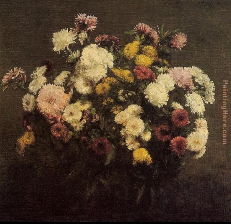 Large Bouquet of Crysanthemums painting - Henri Fantin-Latour Large Bouquet of Crysanthemums art painting